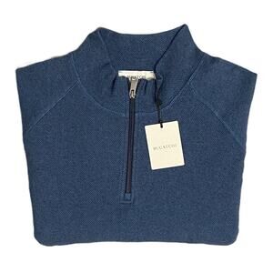 Bugatchi 1/4-Zip Pullover Men's XXL Mock Neck Stretch Fabric Navy Blue NEW